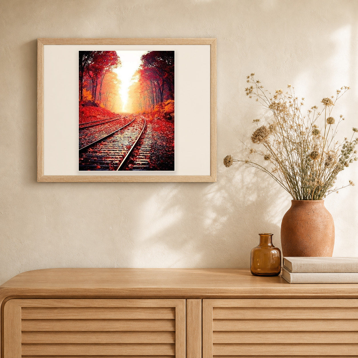 Rails artwork displayed in a warm interior