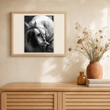 Horse Neck artwork displayed in a warm interior