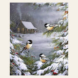 Three Birds in the Snow finished paint by numbers artwork