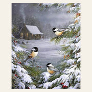 Three Birds in the Snow finished paint by numbers artwork