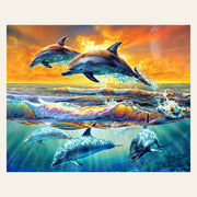 Dolphins finished paint by numbers artwork
