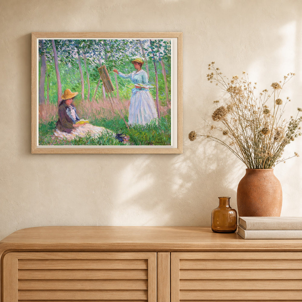 In the woods of Giverny - Monet artwork displayed in a warm interior