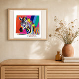 Pop Art Zebra Stripe artwork displayed in a warm interior