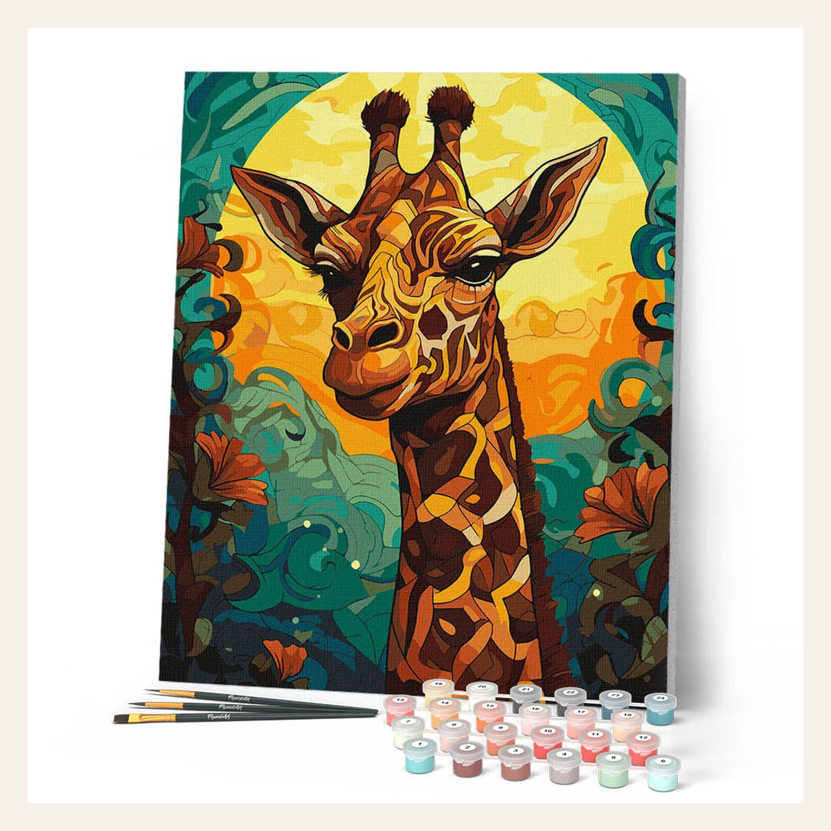 Giraffe Art Deco finished paint by numbers artwork