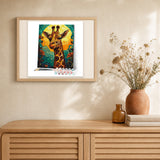 Giraffe Art Deco artwork displayed in a warm interior