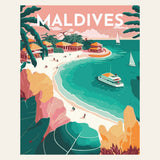 Travel Poster Maldives finished paint by numbers artwork