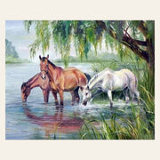 Three Horses near the lake finished paint by numbers artwork