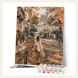 Fall Day in the City finished paint by numbers artwork