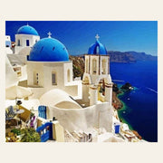 Santorini Blue White finished paint by numbers artwork