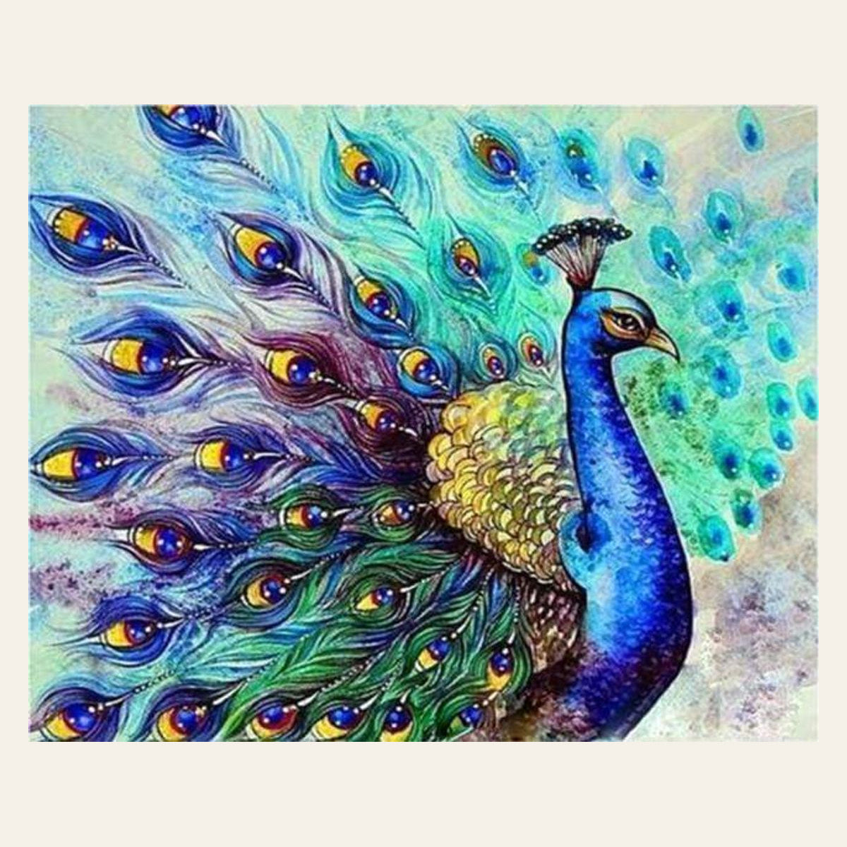 Colorful Peacock finished paint by numbers artwork