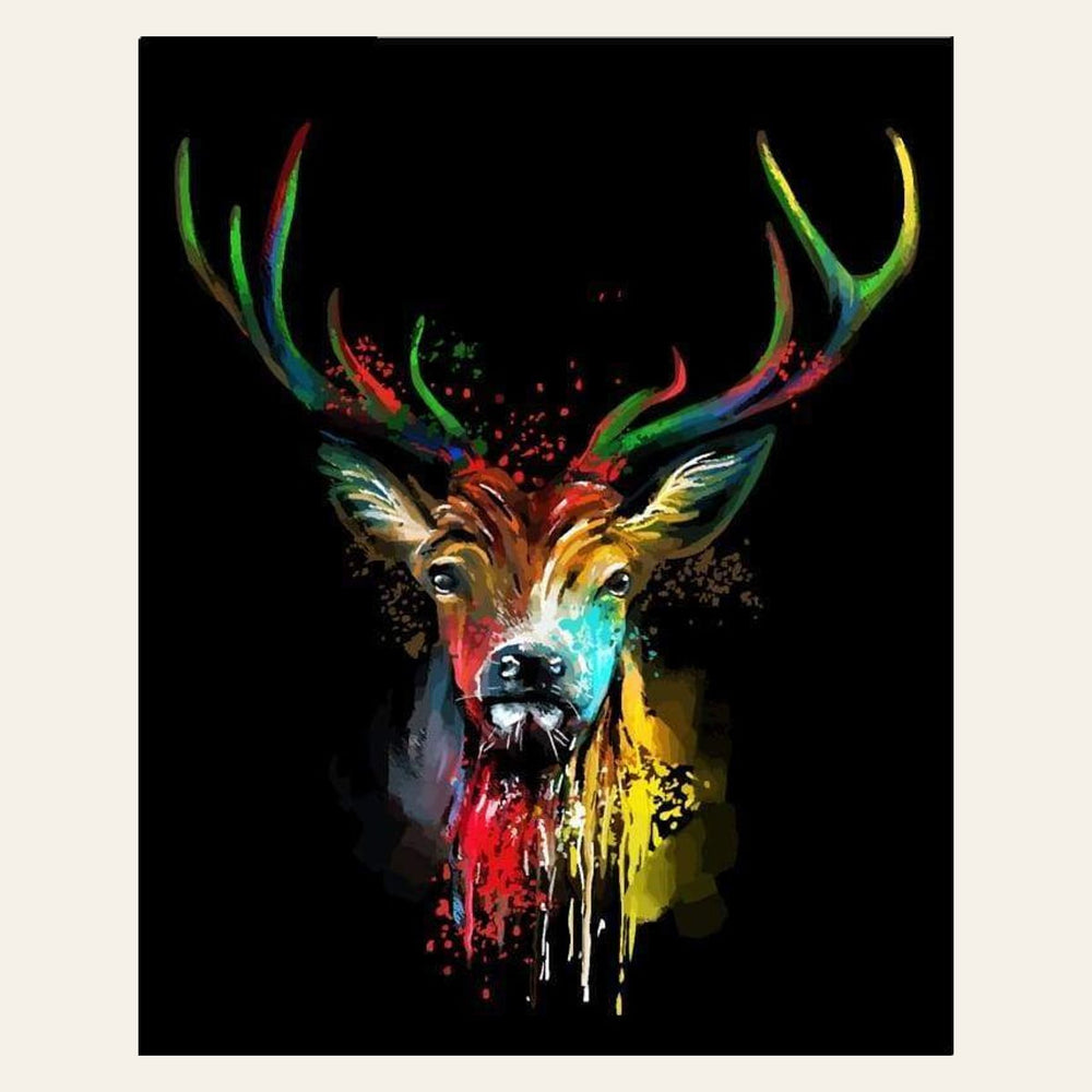 Deer Painted finished paint by numbers artwork