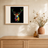 Deer Painted artwork displayed in a warm interior