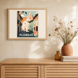 Travel Poster Florence artwork displayed in a warm interior