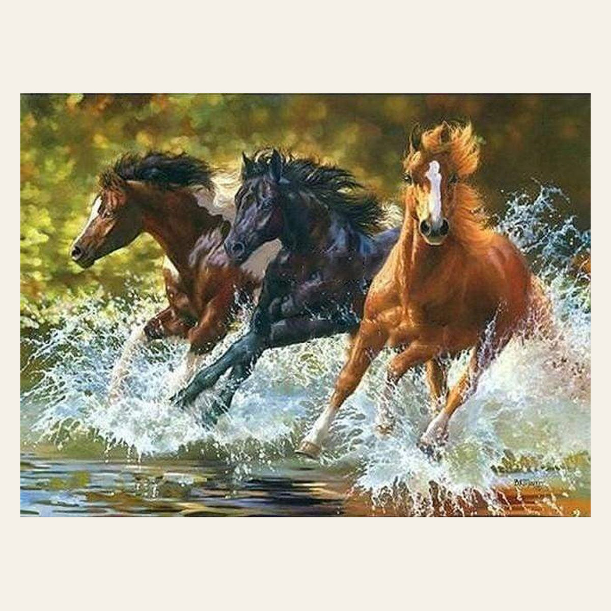 Horses of Camargue finished paint by numbers artwork