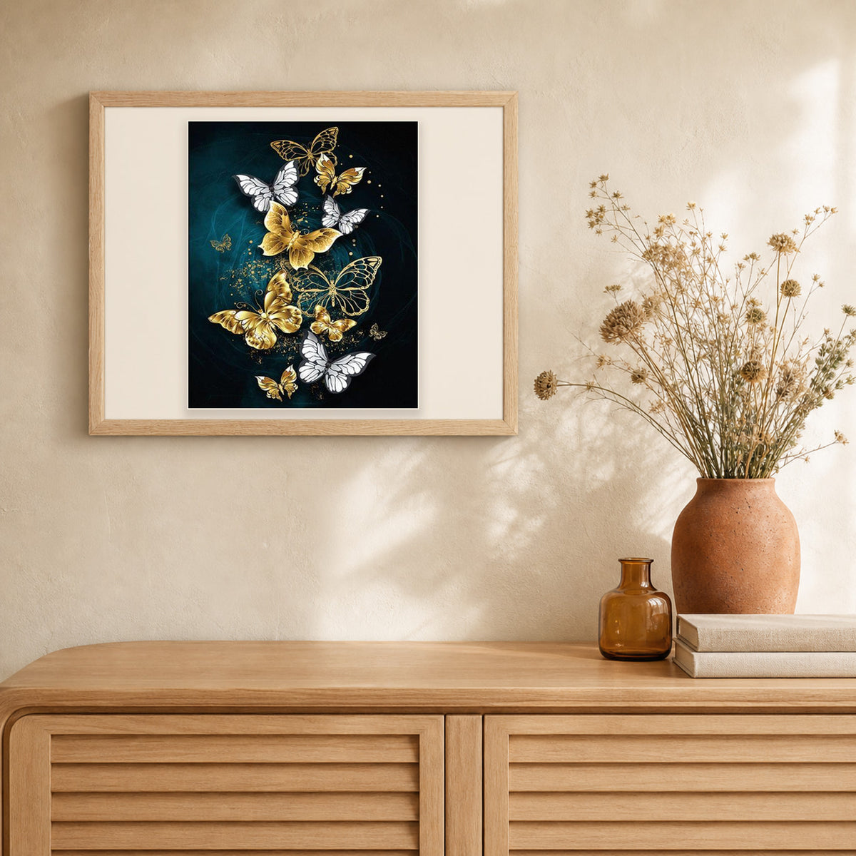 Fairy Butterflies artwork displayed in a warm interior
