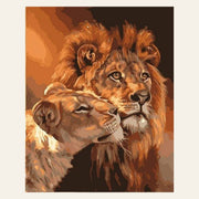 Lion and Lioness Couple finished paint by numbers artwork