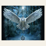 Owl and Cross Necklace finished paint by numbers artwork