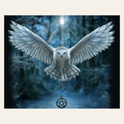 Owl and Cross Necklace finished paint by numbers artwork