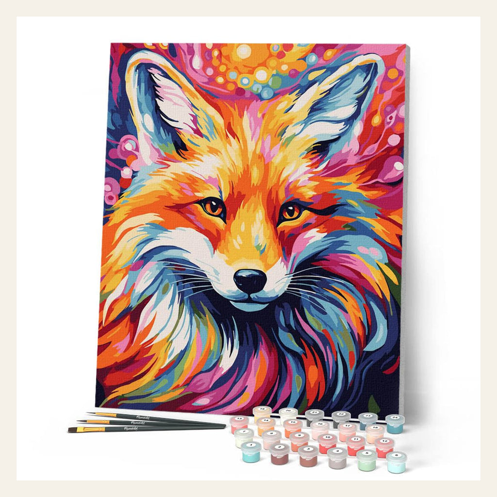 Colorful Abstract Fox finished paint by numbers artwork