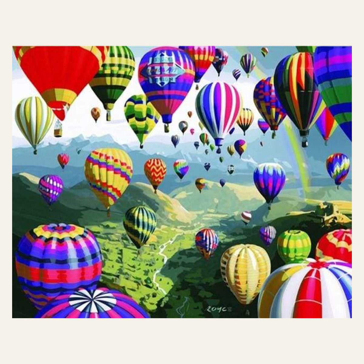 Hot Air Balloons finished paint by numbers artwork