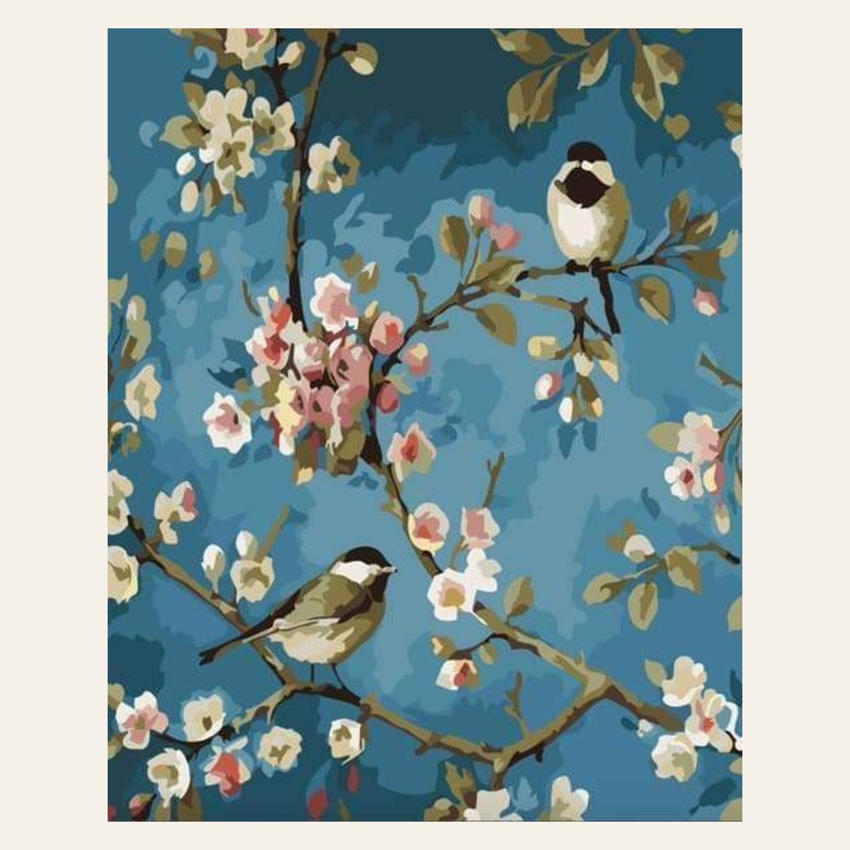 Flowers and Birds finished paint by numbers artwork