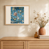 Flowers and Birds artwork displayed in a warm interior