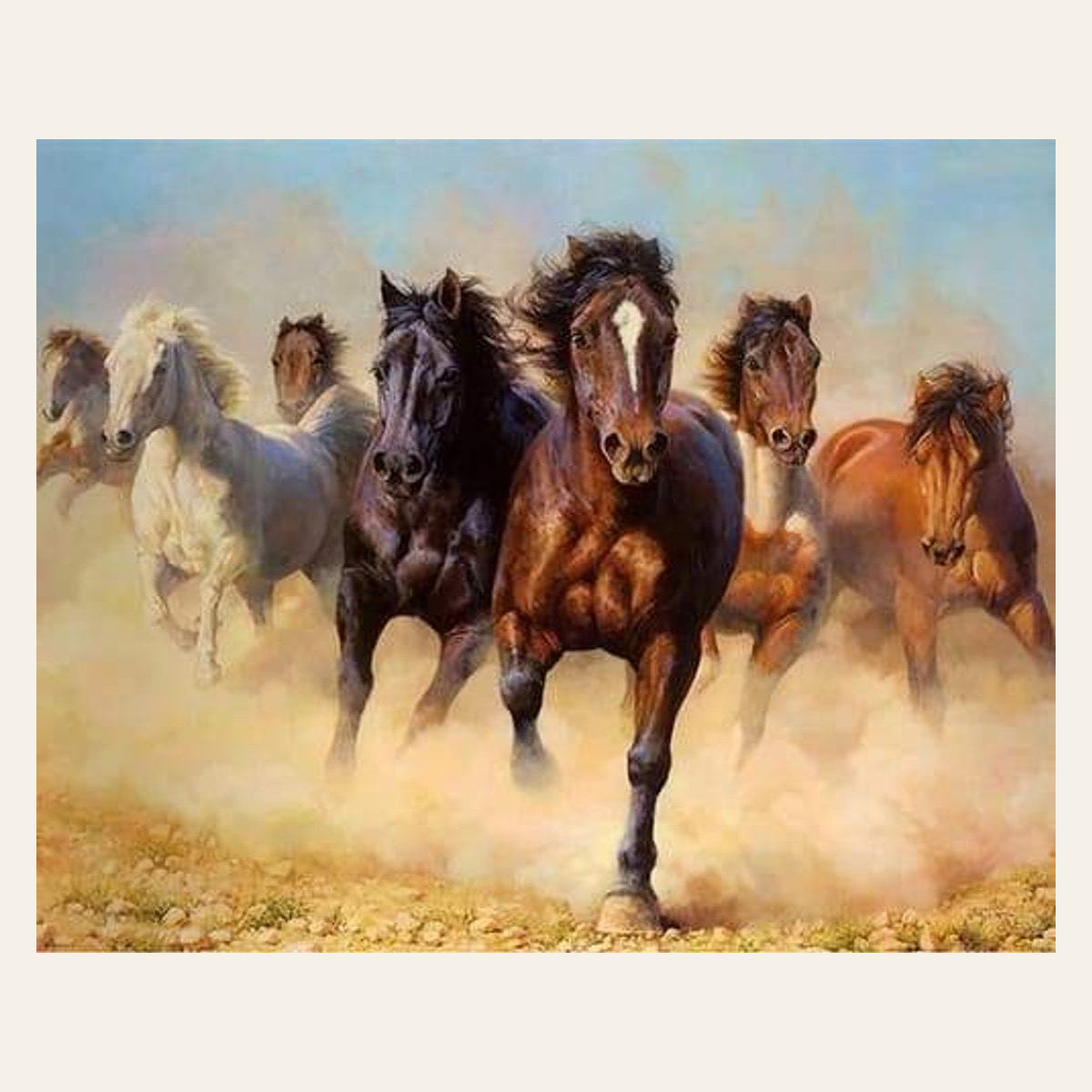 Herd of Horses finished paint by numbers artwork