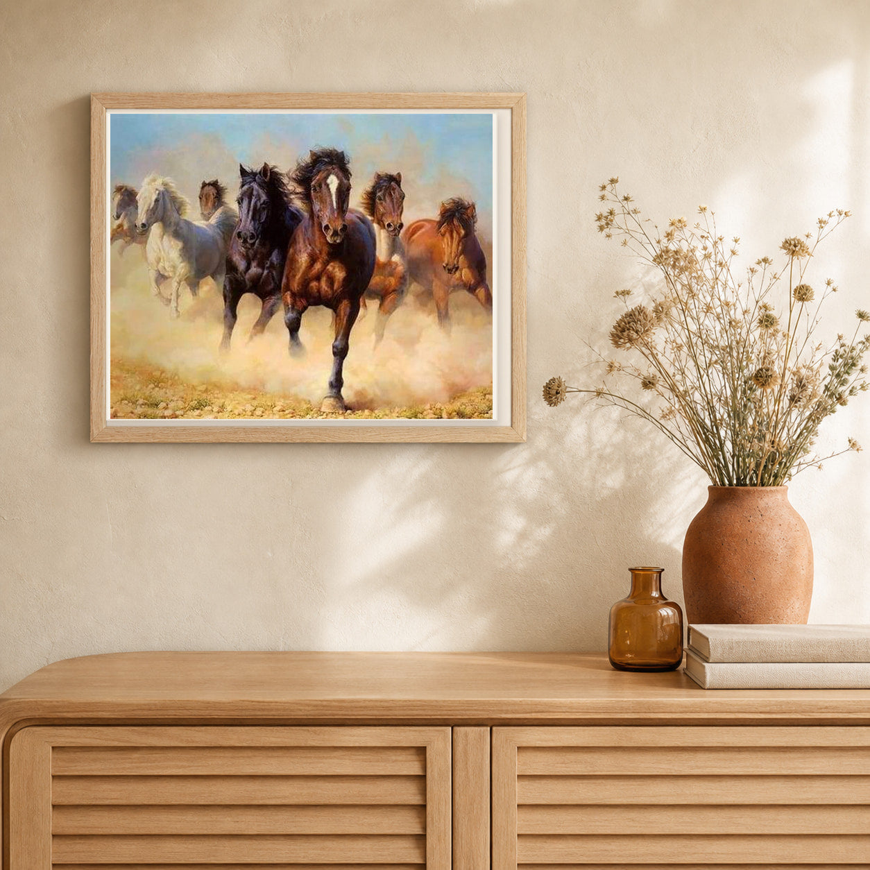 Herd of Horses artwork displayed in a warm interior