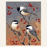 Birds and Fruit Tree finished paint by numbers artwork