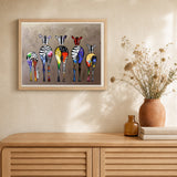 Zebras Back artwork displayed in a warm interior