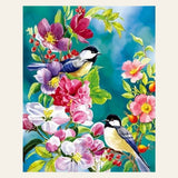 Small Birds in Spring finished paint by numbers artwork