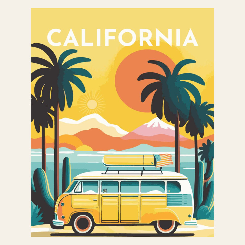 Travel Poster California finished paint by numbers artwork