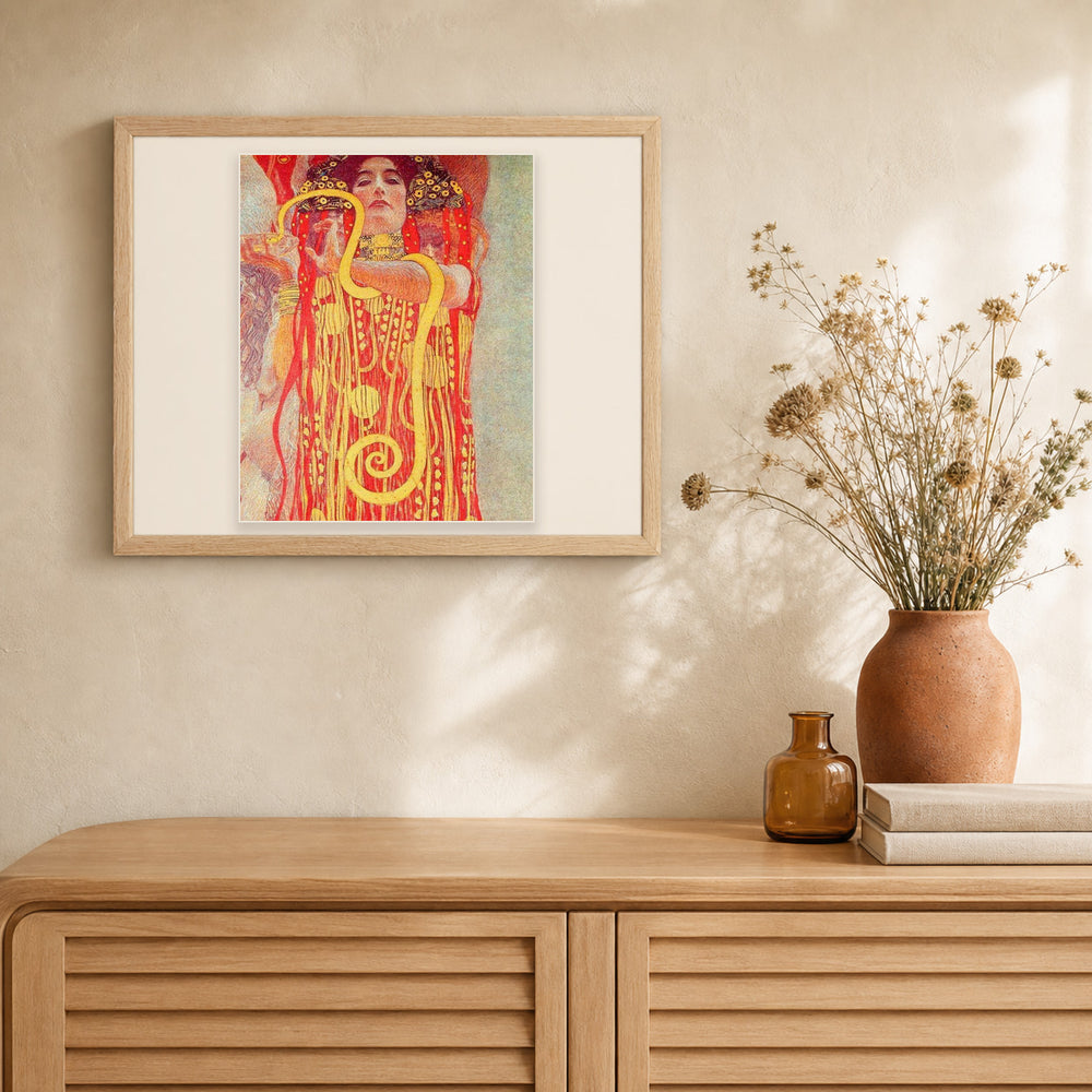 Gustav Klimt - Medicine artwork displayed in a warm interior