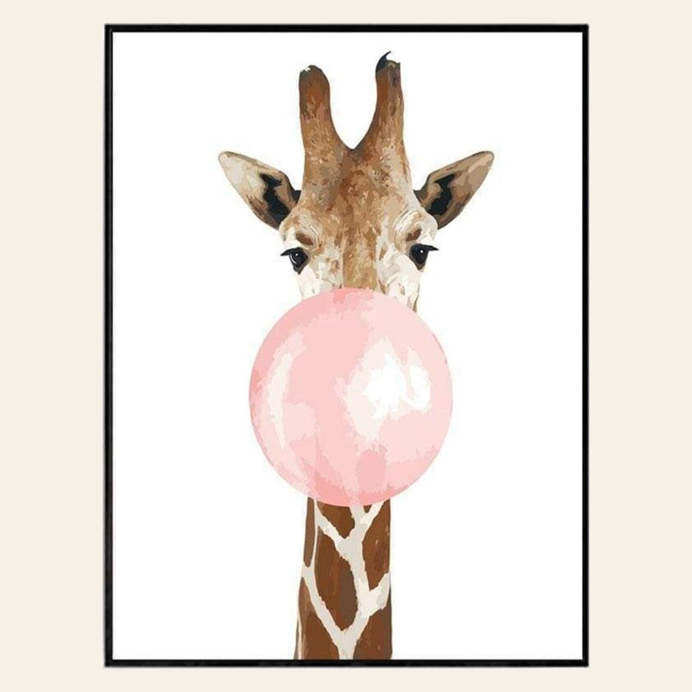 Giraffe Bubble finished paint by numbers artwork
