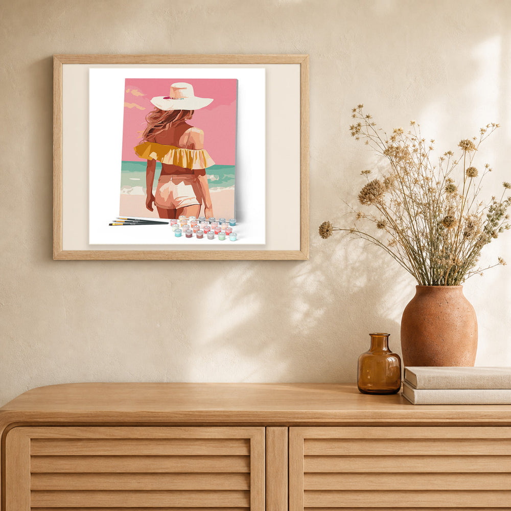 Beauty by the Sea artwork displayed in a warm interior