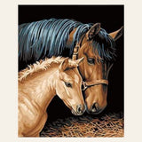 Horse and Foal finished paint by numbers artwork