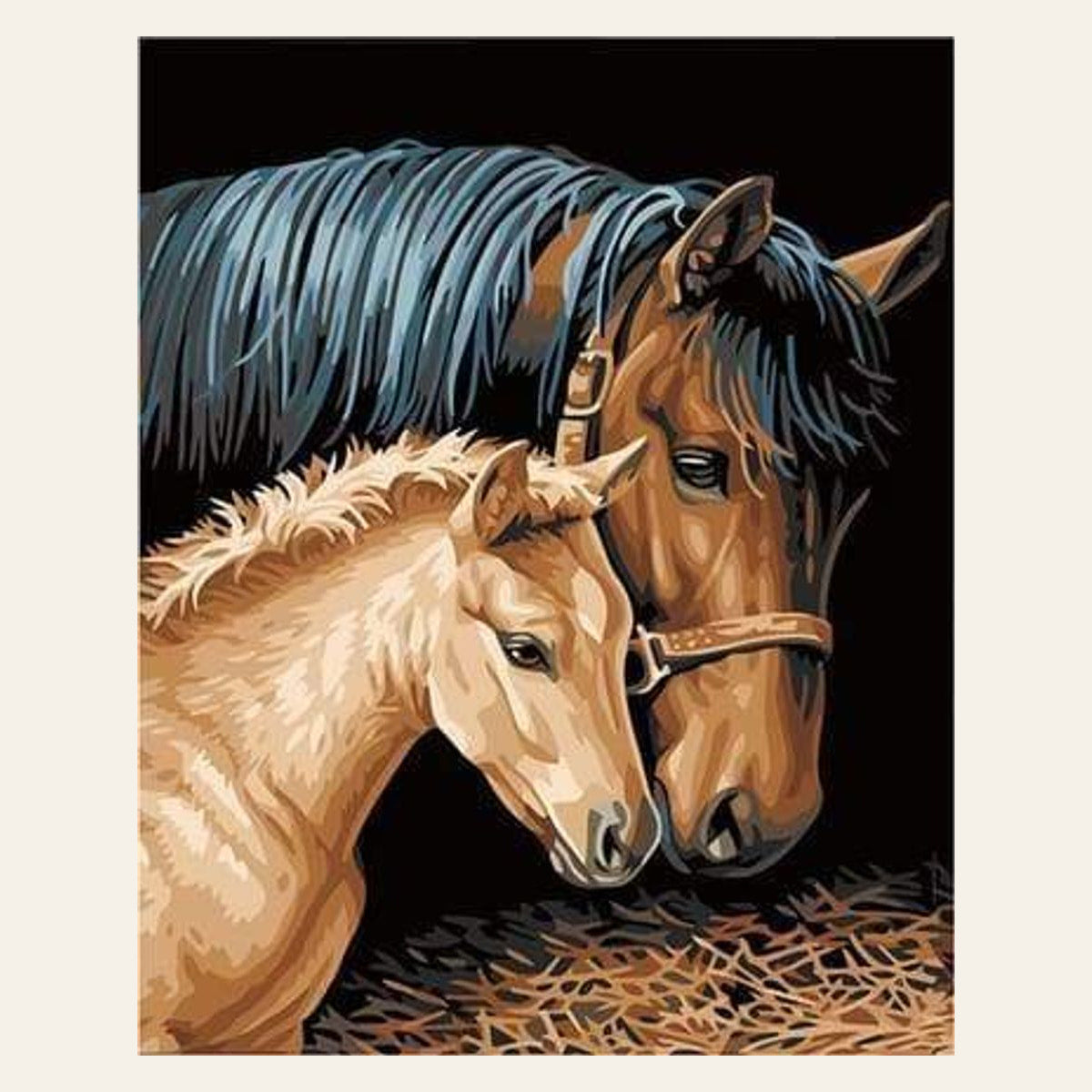 Horse and Foal finished paint by numbers artwork