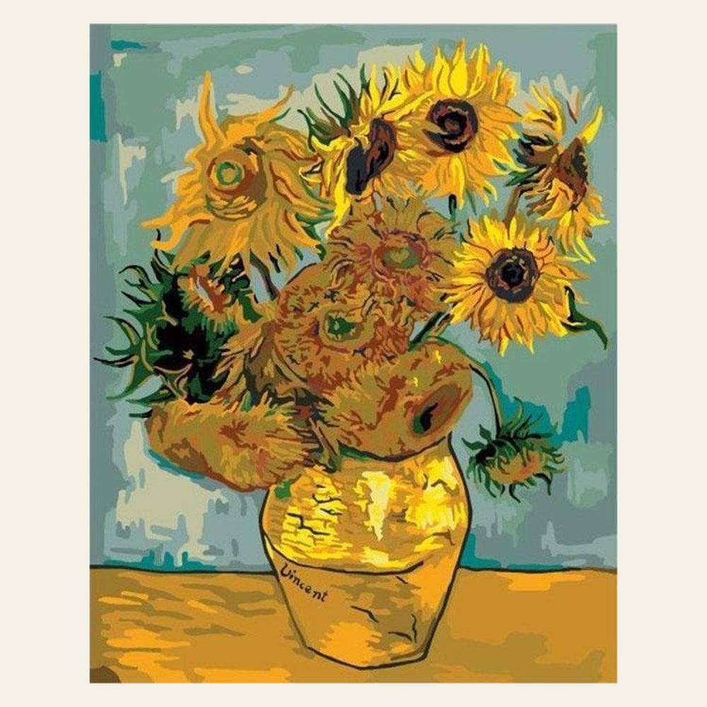 Van Gogh’s Sunflowers finished paint by numbers artwork
