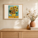 Van Gogh’s Sunflowers artwork displayed in a warm interior