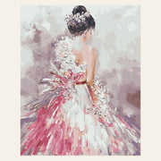 Pretty woman back view finished paint by numbers artwork