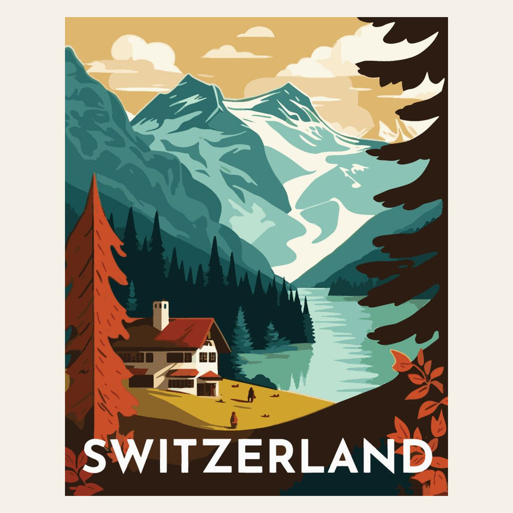 Travel Poster Berne finished paint by numbers artwork
