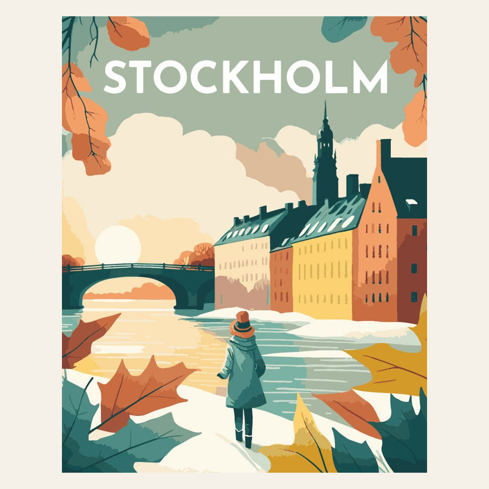 Travel Poster Stockholm finished paint by numbers artwork