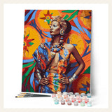 Traditional African Woman finished paint by numbers artwork