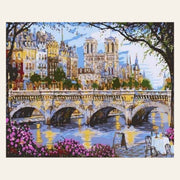 Notre Dame de Paris and the Seine finished paint by numbers artwork