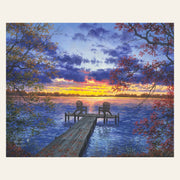 Pontoon at Sunset finished paint by numbers artwork