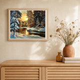 Sunset Forest artwork displayed in a warm interior