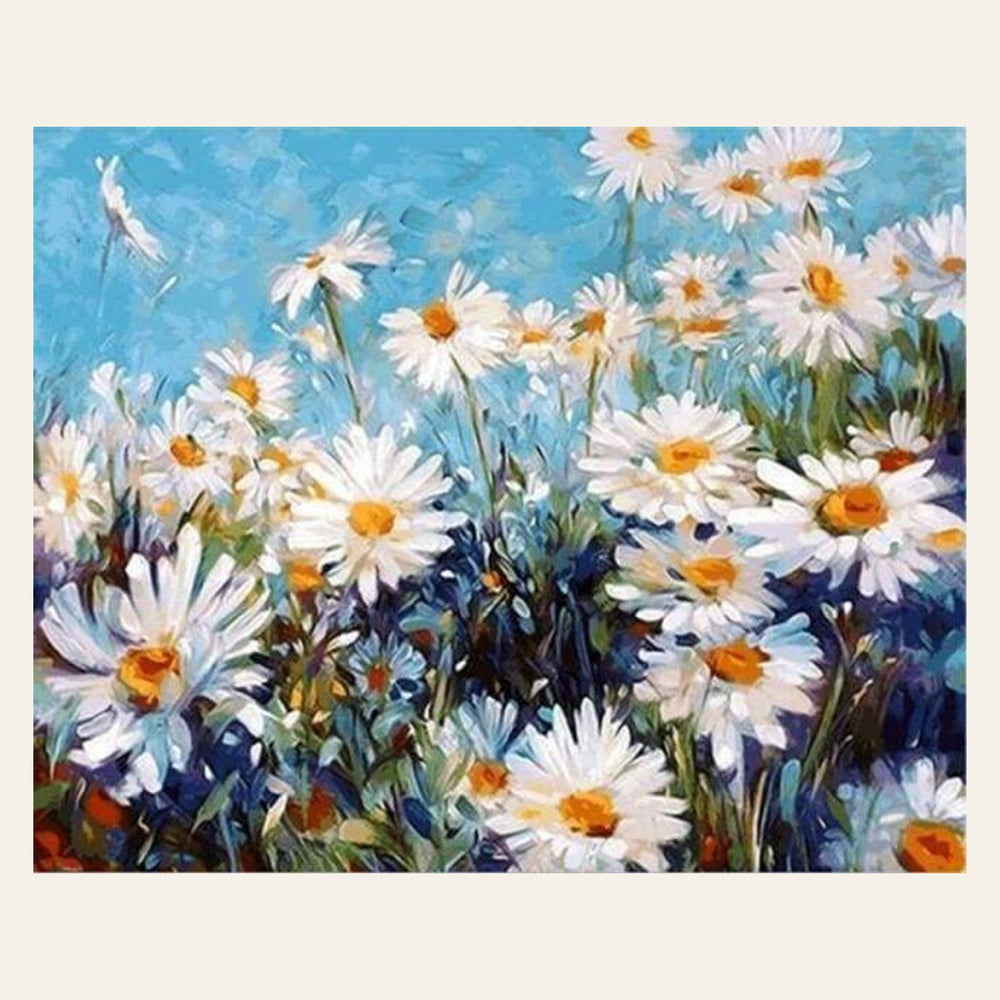 Field of Daisies on a Sunny Day finished paint by numbers artwork