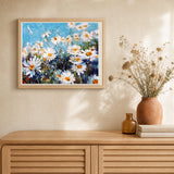 Field of Daisies on a Sunny Day artwork displayed in a warm interior