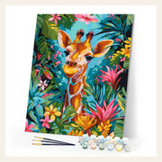 Tropical Giraffe finished paint by numbers artwork