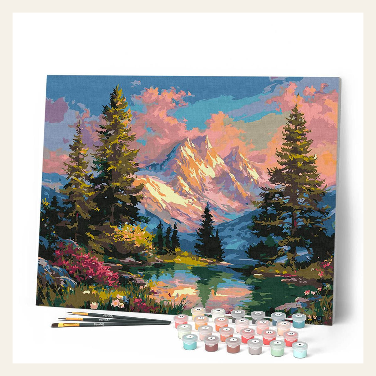 Alpine Sunset Glow finished paint by numbers artwork